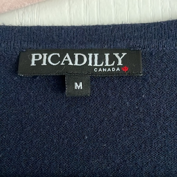 V neck long sleeved navy blue sweater. - Picture 2 of 5